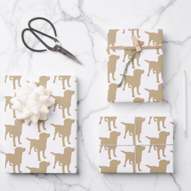 Labrador Retrievers Yellow Dog Pattern Wrapping Paper Sheet (Front)