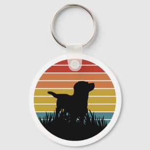 Labrador Retro Sunset Key Ring