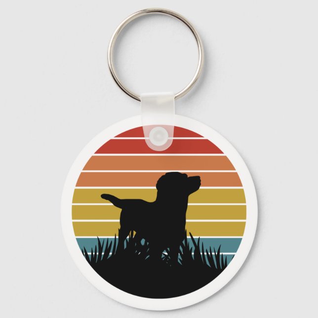 Labrador Retro Sunset Key Ring (Front)