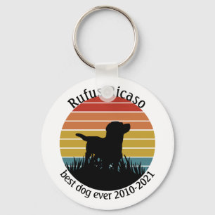 Labrador Retro Sunset Personalised Key Ring