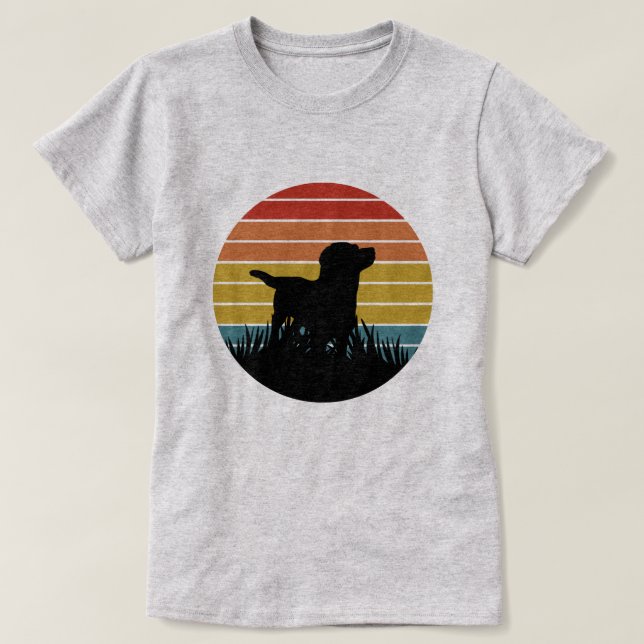 Labrador Retro Sunset T-Shirt (Design Front)