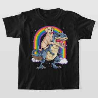 Labrador Riding Dinosaur T-rex Gifts Boys Kids Men T-Shirt