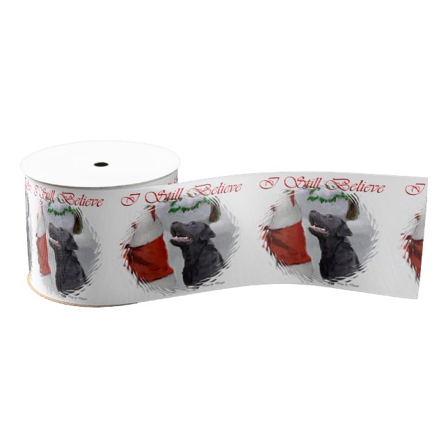 Labrador Rretriever Believe Christmas Grosgrain Ribbon (Spool)