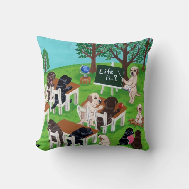 Labrador School Painting Cushion (Front)