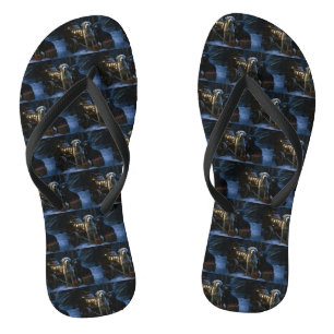 Labrador Snowy Sleigh Christmas Decor Flip Flops