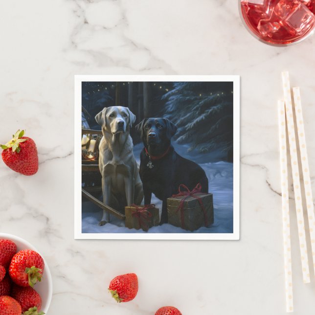Labrador Snowy Sleigh Christmas Decor  Napkin (Insitu)