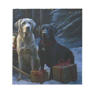 Labrador Snowy Sleigh Christmas Decor  Notepad
