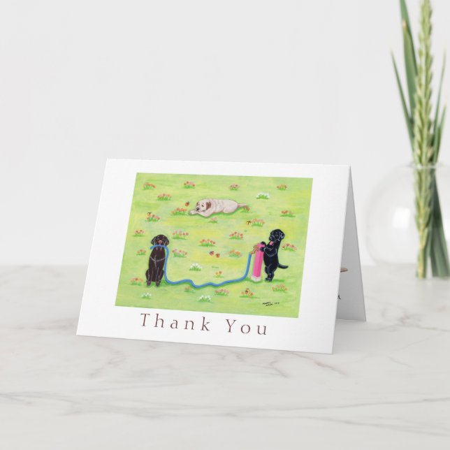 Labrador Spring Fun Painting Thank You Card (Front)