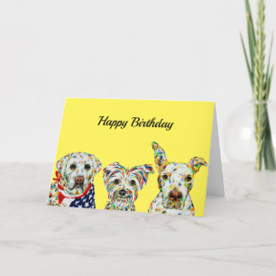 Labrador, Terrier, Pitbull Birthday Card