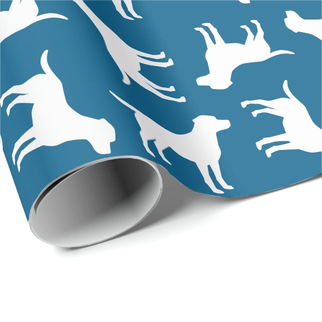 Labrador Theme - Dog Baby Shower Blue Lab Wrapping Paper (Roll Corner)