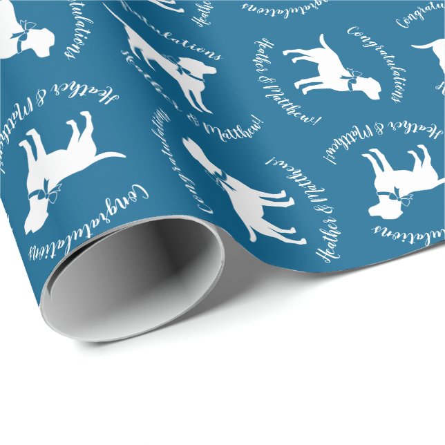 Labrador Theme - Dog Baby Shower Blue Lab Wrapping Paper (Roll Corner)