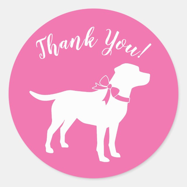 Labrador Theme Dog Baby Shower Pink Lab Classic Round Sticker (Front)