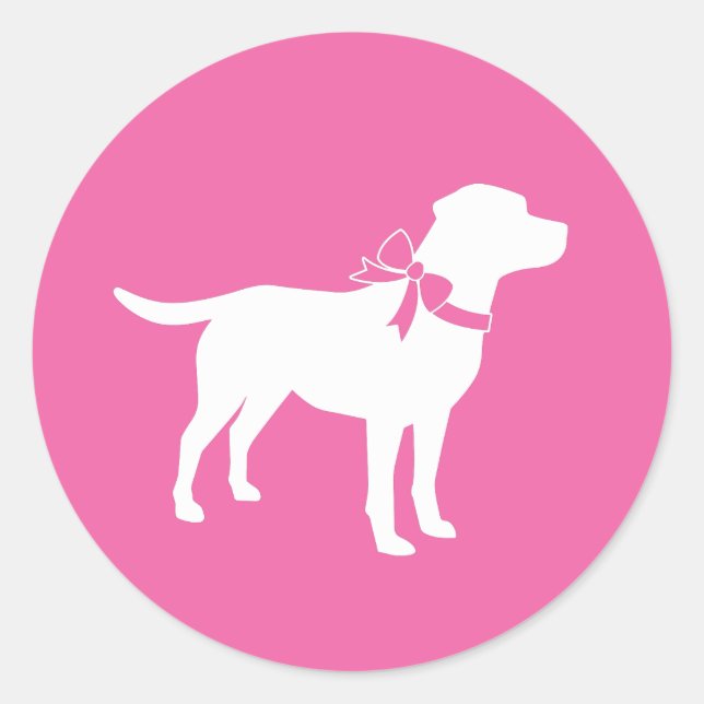 Labrador Theme Dog Baby Shower Pink Lab Classic Round Sticker (Front)