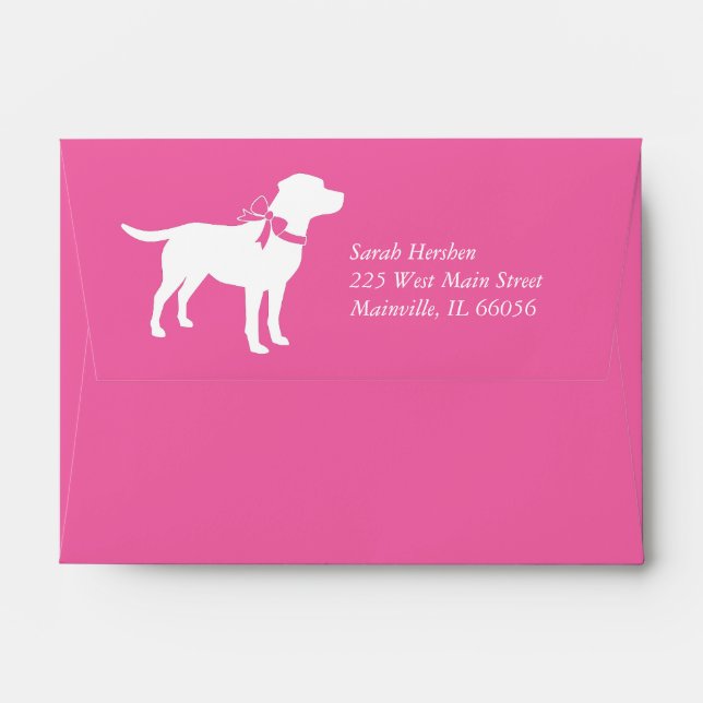 Labrador Theme Dog Baby Shower Pink Lab Envelope (Back (Top Flap))