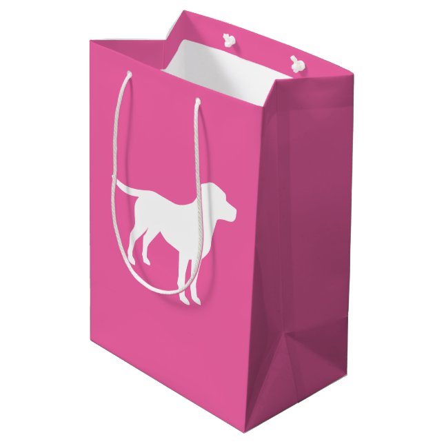 Labrador Theme Dog Baby Shower Pink Lab Medium Gift Bag (Back Angled)