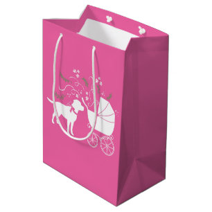 Labrador Theme Dog Baby Shower Pink Lab Medium Gift Bag