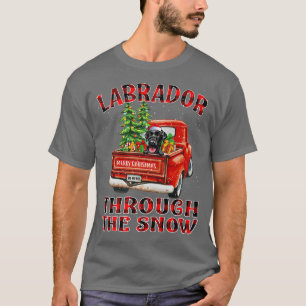 Labrador Through The Snow Christmas Truck Plaid Re T-Shirt