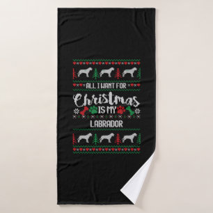 Labrador Ugly Christmas Sweater Labrador Holiday S Bath Towel