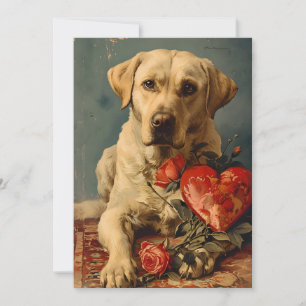 Labrador Vintage Valentine's day  Holiday Card