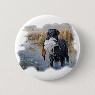 Labrador with Duck- Duck Hunting 6 Cm Round Badge