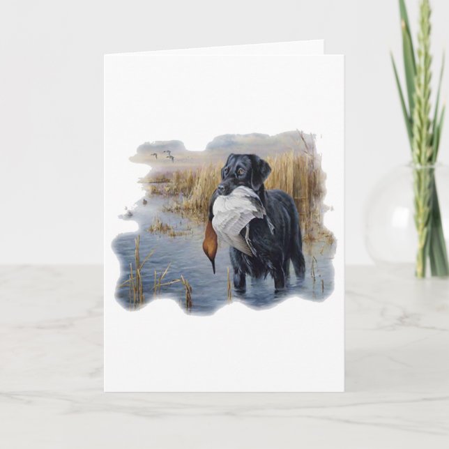 Labrador with Duck- Duck Hunting Card (Front)
