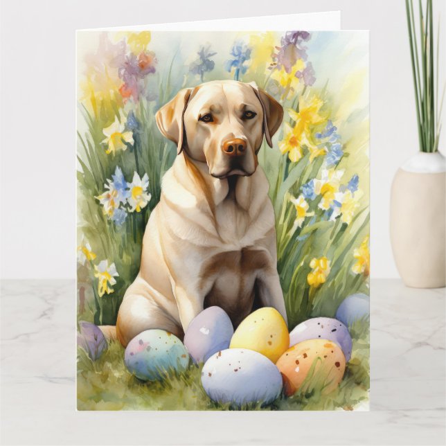 Labrador with Easter Eggs Card (Front)