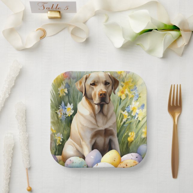 Labrador with Easter Eggs Paper Plate (Wedding)