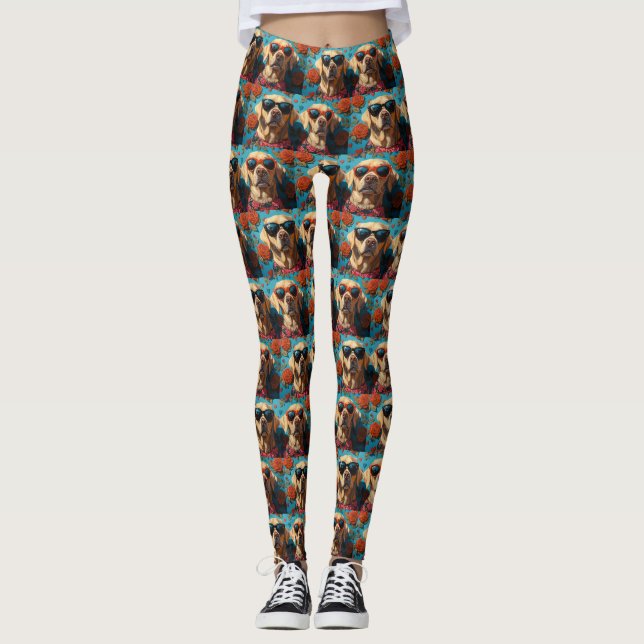 Labrador with Heart Roses Valentine's Day Leggings (Front)