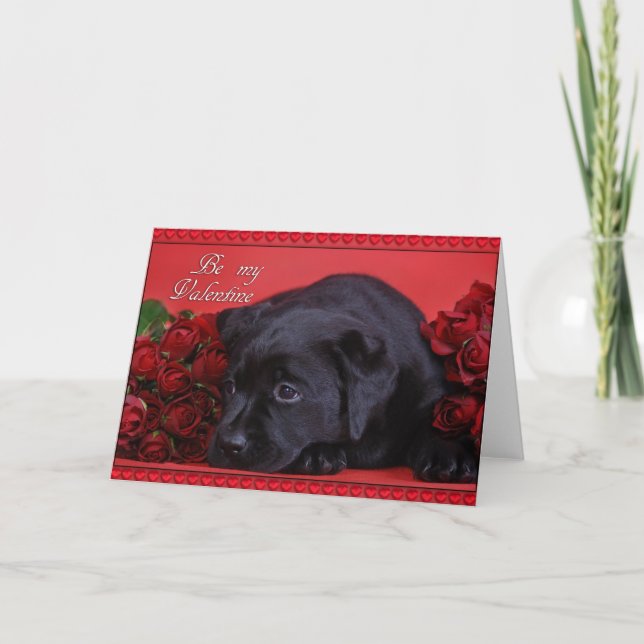 Labrador with roses card (Front)