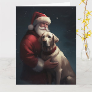 Labrador With Santa Claus Festive Christmas  Card