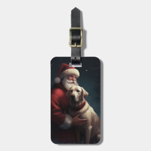 Labrador With Santa Claus Festive Christmas  Luggage Tag