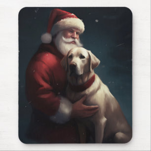 Labrador With Santa Claus Festive Christmas  Mouse Mat