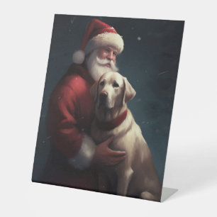 Labrador With Santa Claus Festive Christmas  Pedestal Sign