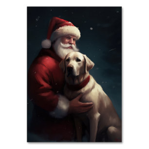 Labrador With Santa Claus Festive Christmas Table Number