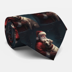 Labrador With Santa Claus Festive Christmas Tie