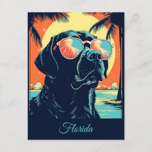 Labrador with sunglasses at a beach Custom Postcard