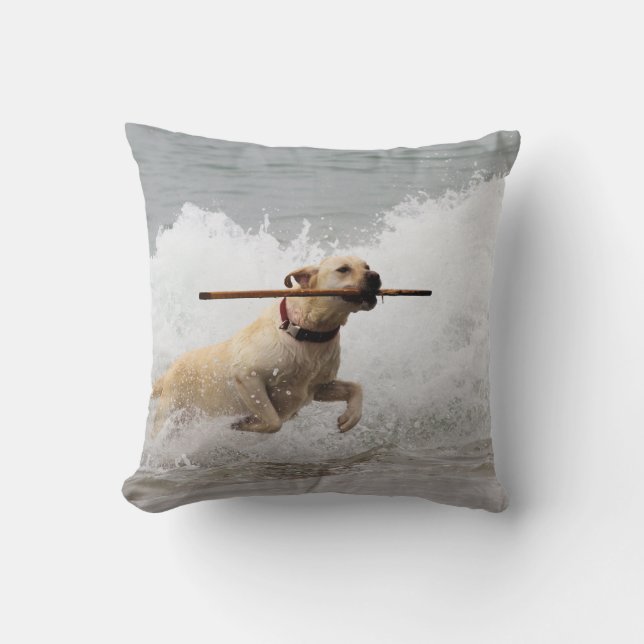 Labrador - Yellow - Go Fetch! Beach Dogs Cushion (Front)