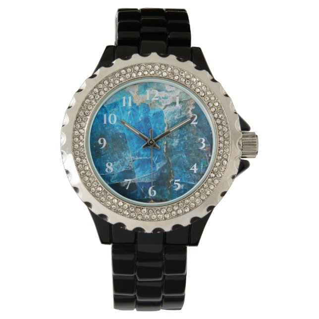 Labradorite Gems Blue Numbers Watch (Front)