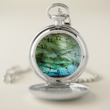 Labradorite Gemstone Print Pocket Watch