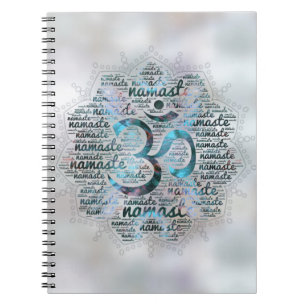 Labradorite Namaste Word Art in Lotus with OM Notebook