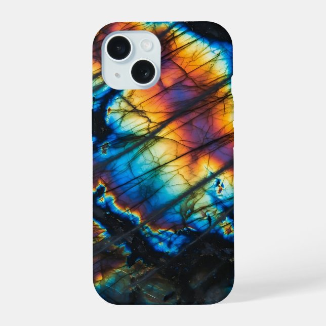 Labradorite Rainbow Flash iPhone 15 Case (Back)