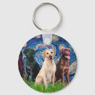 Labradors (3) - Starry Night Key Ring