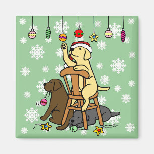 Labradors and Christmas Ornaments Cartoon Magnet