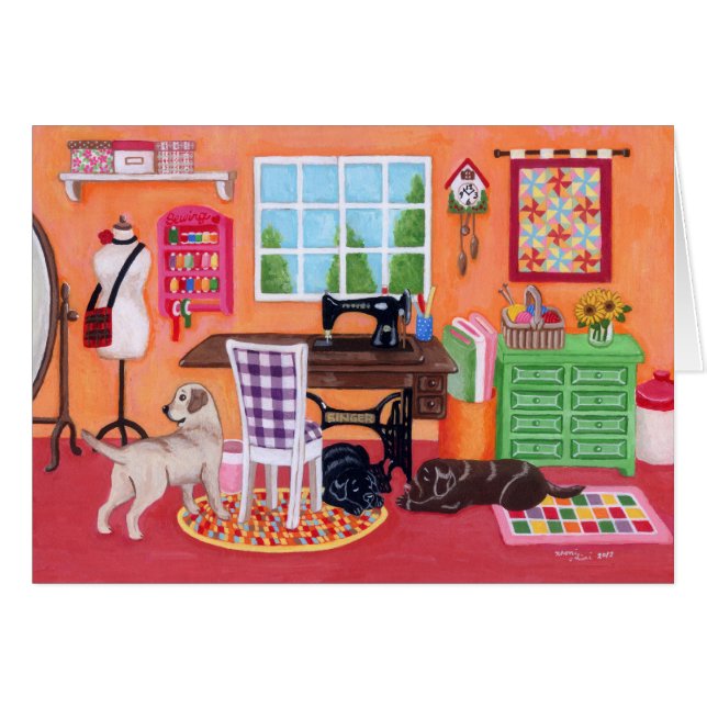 Labradors in Mum's Sewing Room (Front Horizontal)