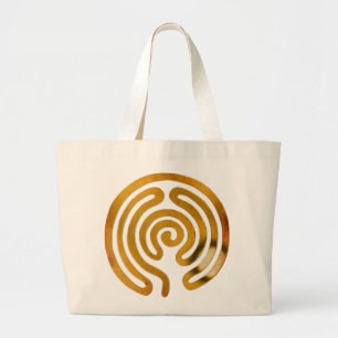 labyrinth antique gold large tote bag