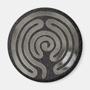labyrinth antique silver   black splatter magnet