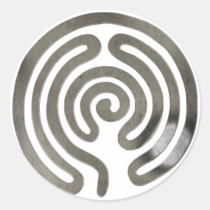 labyrinth antiquesilver   make your own background classic round sticker