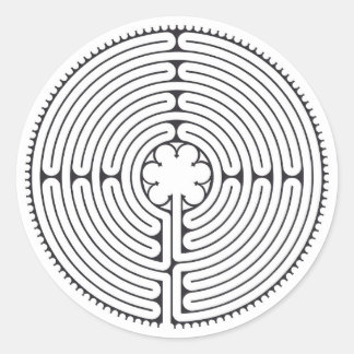 Labyrinth Cathedral of Chartres Black and White Classic Round Sticker