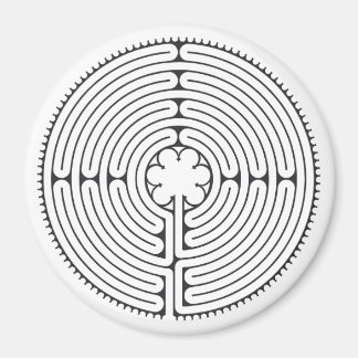 Labyrinth Cathedral of Chartres Black and White Magnet