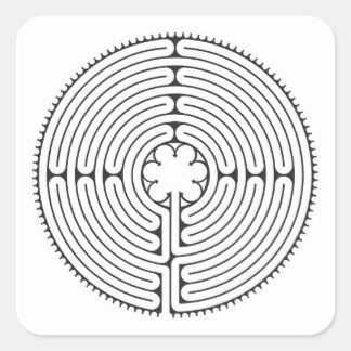 Labyrinth Cathedral of Chartres Black and White Square Sticker
